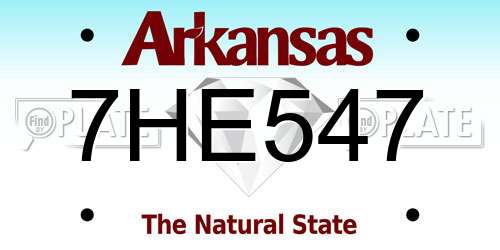 7HE547 Arkansas License Plate