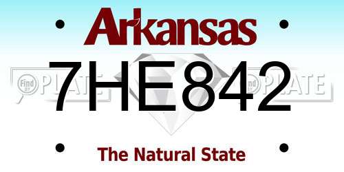 7HE842 Arkansas License Plate