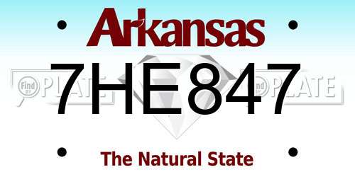 7HE847 Arkansas License Plate