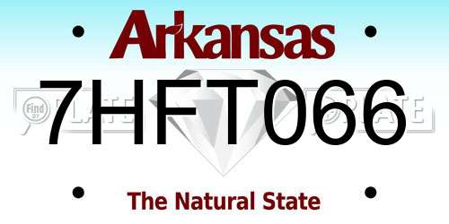 7HFT066 Arkansas License Plate