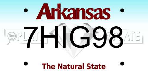 7HIG98 Arkansas License Plate