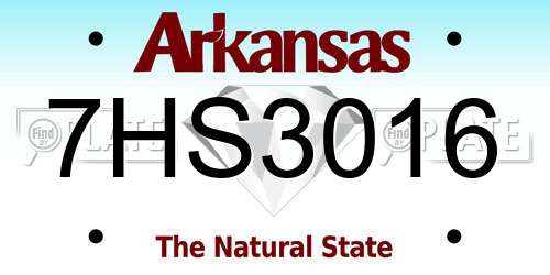 7HS3016 Arkansas License Plate