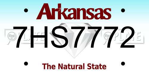 7HS7772 Arkansas License Plate