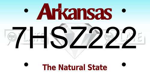 7HSZ222 Arkansas License Plate