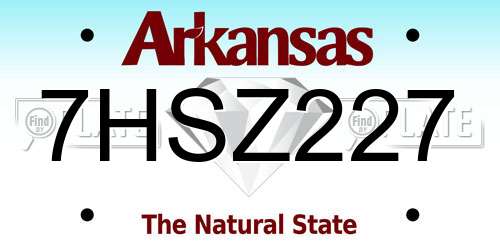 7HSZ227 Arkansas License Plate