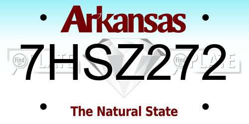 7HSZ272 Arkansas License Plate