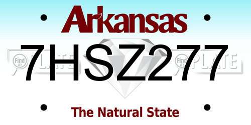 7HSZ277 Arkansas License Plate