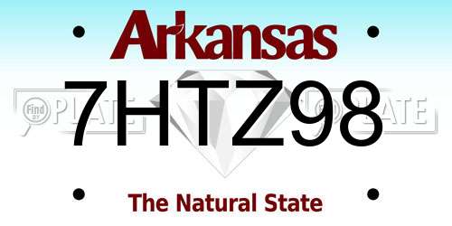7HTZ98 Arkansas License Plate