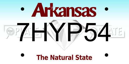 7HYP54 Arkansas License Plate