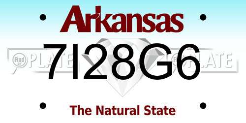 7I28G6 Arkansas License Plate