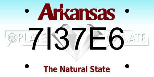 7I37E6 Arkansas License Plate