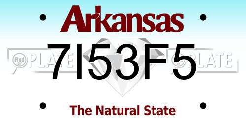 7I53F5 Arkansas License Plate