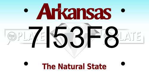 7I53F8 Arkansas License Plate