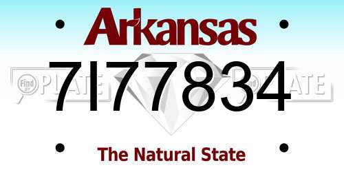 7I77834 Arkansas License Plate