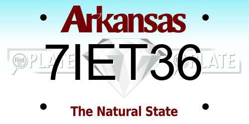 7IET36 Arkansas License Plate