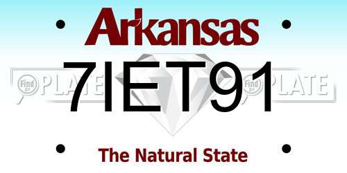 7IET91 Arkansas License Plate