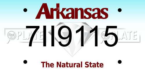 7II9115 Arkansas License Plate