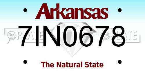 7IN0678 Arkansas License Plate