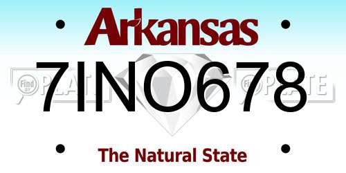 7INO678 Arkansas License Plate