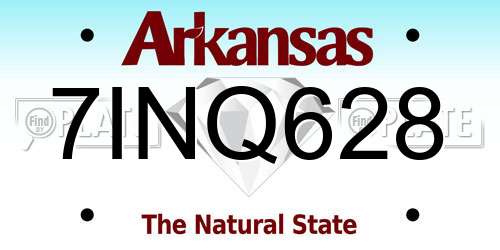 7INQ628 Arkansas License Plate