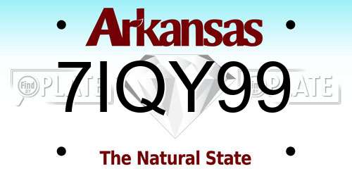 7IQY99 Arkansas License Plate