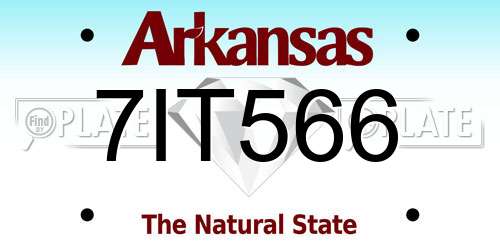 7IT566 Arkansas License Plate