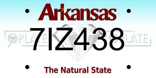 7IZ438 Arkansas License Plate