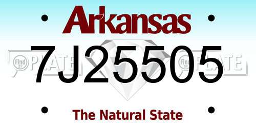 7J25505 Arkansas License Plate