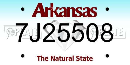 7J25508 Arkansas License Plate