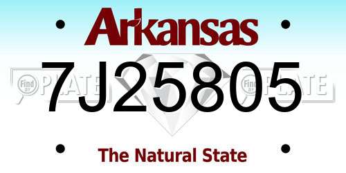 7J25805 Arkansas License Plate