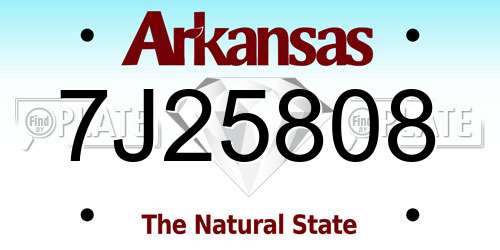 7J25808 Arkansas License Plate