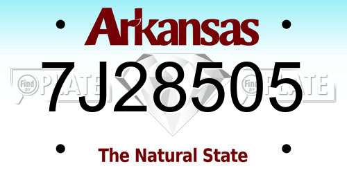 7J28505 Arkansas License Plate