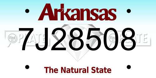 7J28508 Arkansas License Plate