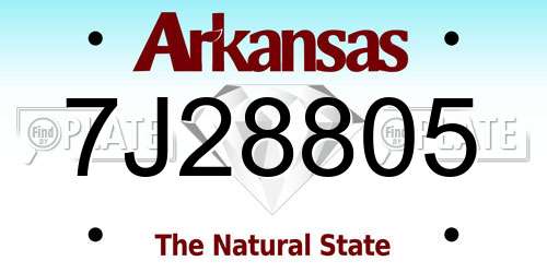 7J28805 Arkansas License Plate