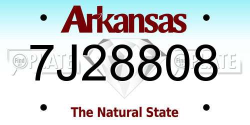 7J28808 Arkansas License Plate