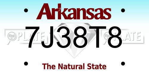 7J38T8 Arkansas License Plate