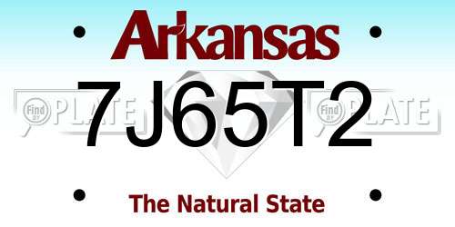 7J65T2 Arkansas License Plate