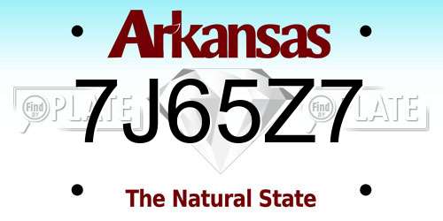 7J65Z7 Arkansas License Plate