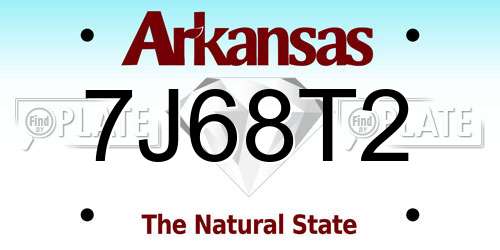 7J68T2 Arkansas License Plate
