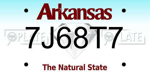 7J68T7 Arkansas License Plate