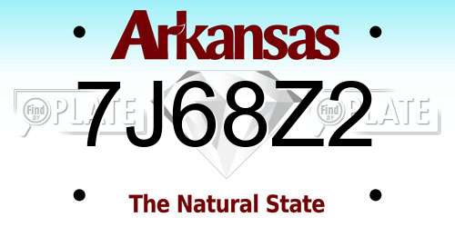7J68Z2 Arkansas License Plate