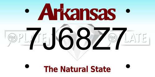 7J68Z7 Arkansas License Plate