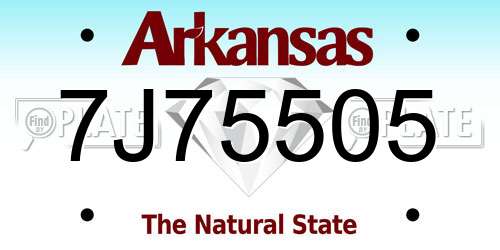 7J75505 Arkansas License Plate