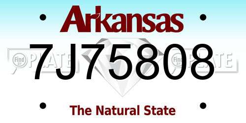 7J75808 Arkansas License Plate