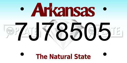 7J78505 Arkansas License Plate