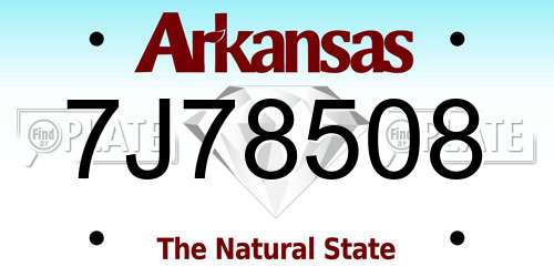 7J78508 Arkansas License Plate