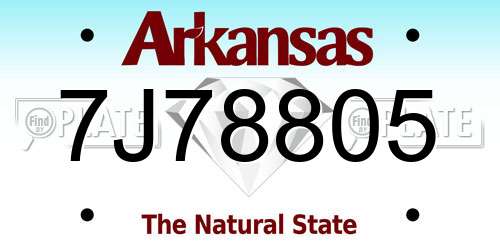 7J78805 Arkansas License Plate