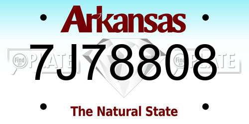 7J78808 Arkansas License Plate