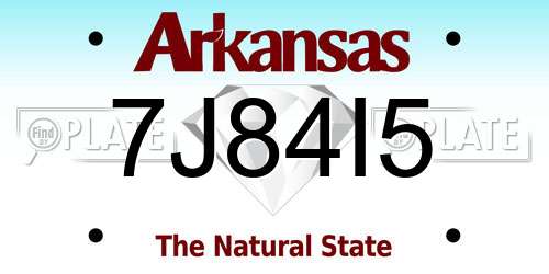 7J84I5 Arkansas License Plate