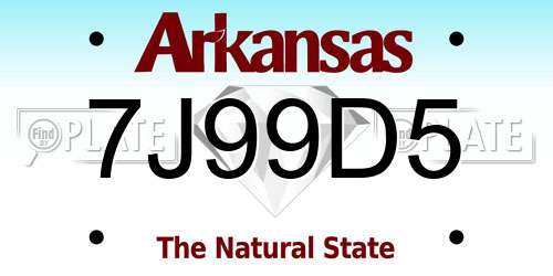 7J99D5 Arkansas License Plate